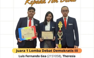 Mahasiswa Ilmu Hukum berhasil mempertahankan Juara 1 pada Lomba Debat Demokratis III di Universitas Maritim Raja Ali Haji, Tanjung Pinang